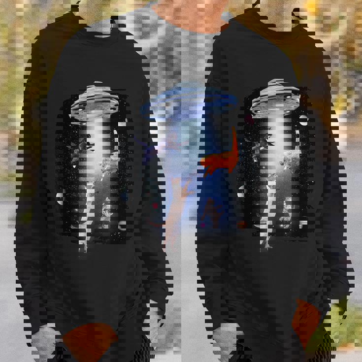 宇宙猫 面白い宇宙猫銀河ufoエイリアンアブダクション スウェットシャツ 彼への贈り物