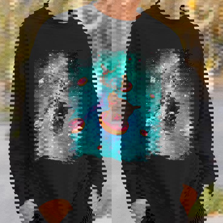 宇宙猫 ドーナツに乗るドーナツ 銀河猫 スウェットシャツ 彼への贈り物