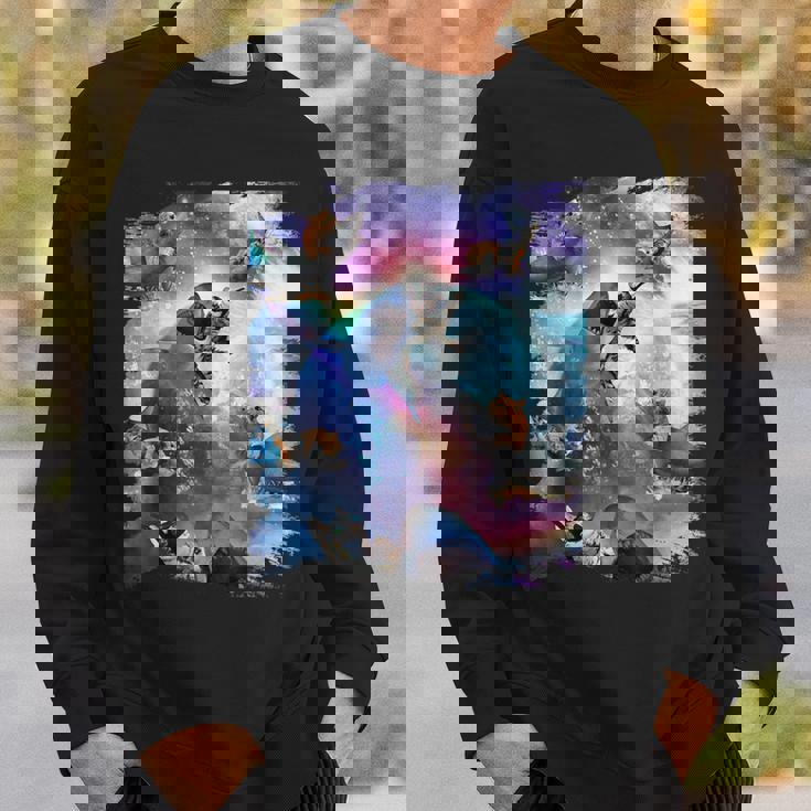 宇宙猫 乗馬サメ ギャラクシー レインボーキャット オンシャークス スウェットシャツ 彼への贈り物