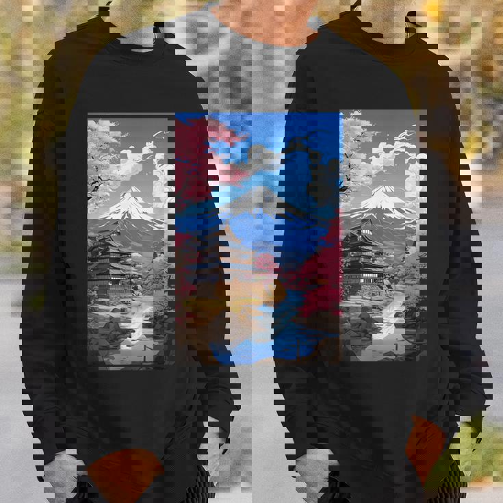 寺と富士山のある日本の風景 スウェットシャツ 彼への贈り物