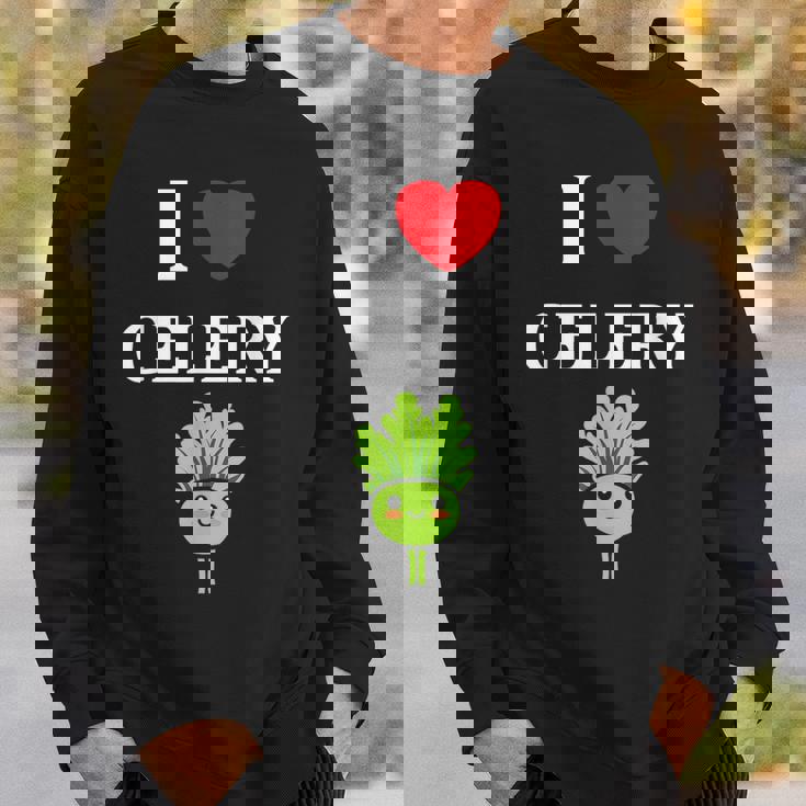 小さな野菜 セロリ ミニマリスト かわいい シンプル セロリ I Love Celery スウェットシャツ 彼への贈り物