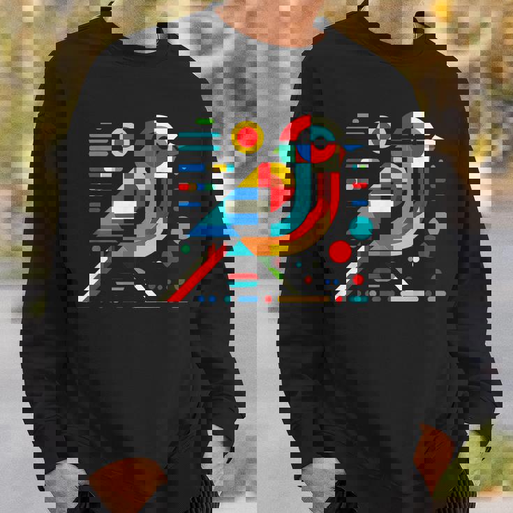 幾何学的 ミニマリズム モダン イラスト スズメ 鳥 アート スウェットシャツ 彼への贈り物