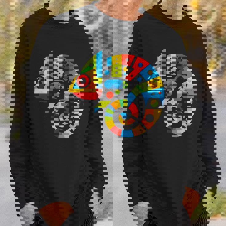 幾何学的ミニマリズム イラスト カメレオン 爬虫類 スウェットシャツ 彼への贈り物