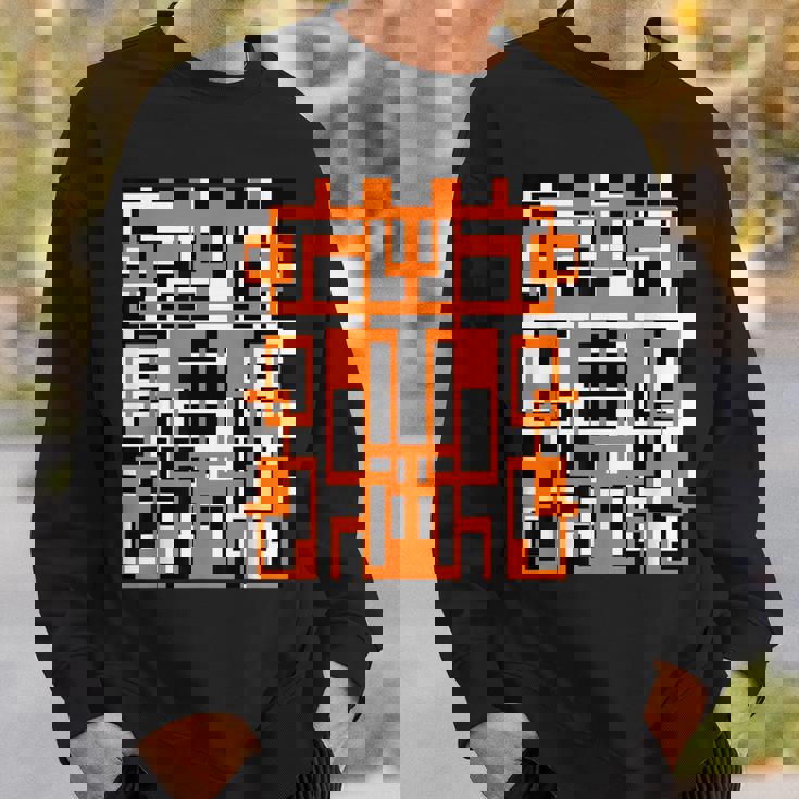 幾何学的図形 パターン オレンジ 白 黒 背景 スウェットシャツ 彼への贈り物