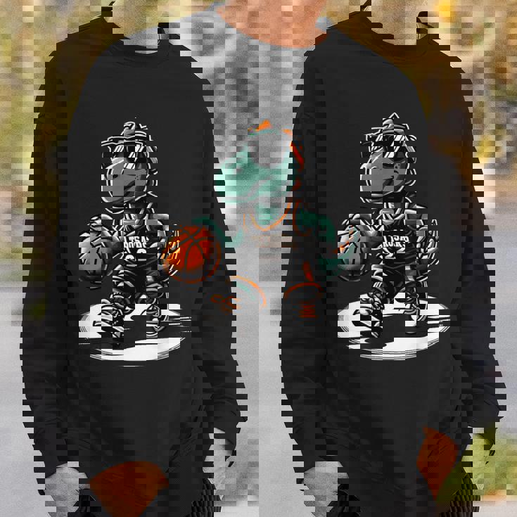 恐竜 バスケットボール T-Rex スポーツプレーヤー コーチ 面白い 男の子向け スウェットシャツ 彼への贈り物
