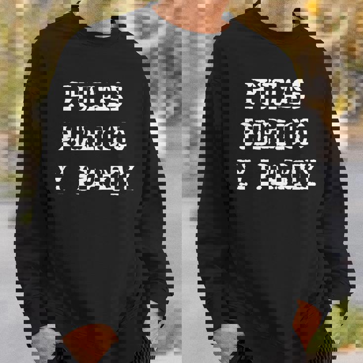 愉快なスペインの飲酒 男性用 引用句 Putas Perico Y Party スウェットシャツ 彼への贈り物