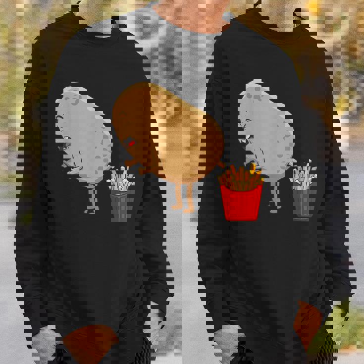 愉快なフライドポテト食べ物デザイン 男女兼用 スウェットシャツ 彼への贈り物