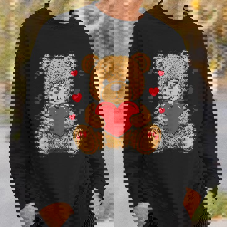 愛らしいハート付きテディベア ラブぬいぐるみ スウェットシャツ 彼への贈り物