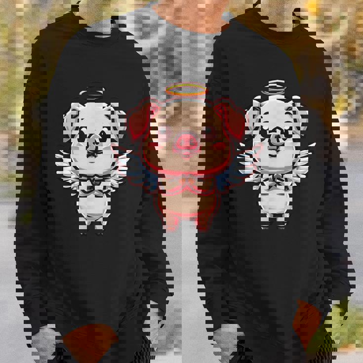 愛らしい天使の豚の漫画とハロー。 スウェットシャツ 彼への贈り物