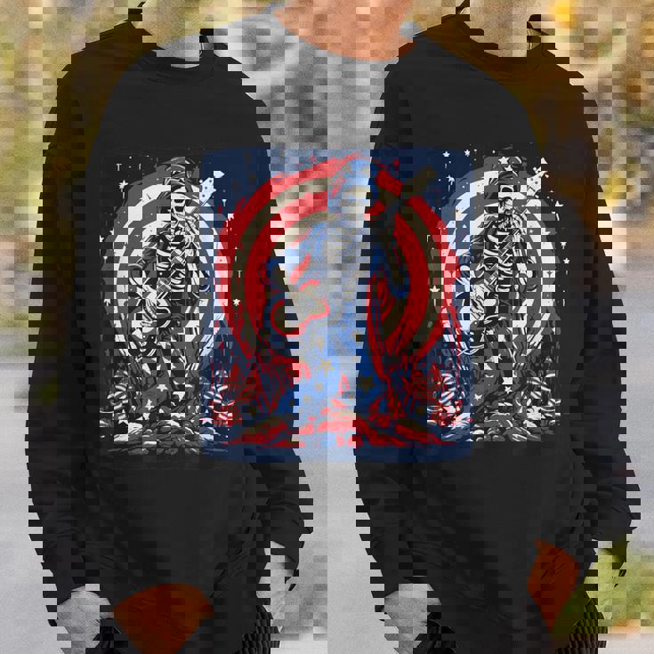 愛国的なスケルトン ロックンロールミュージック アメリカンスタイル スウェットシャツ 彼への贈り物
