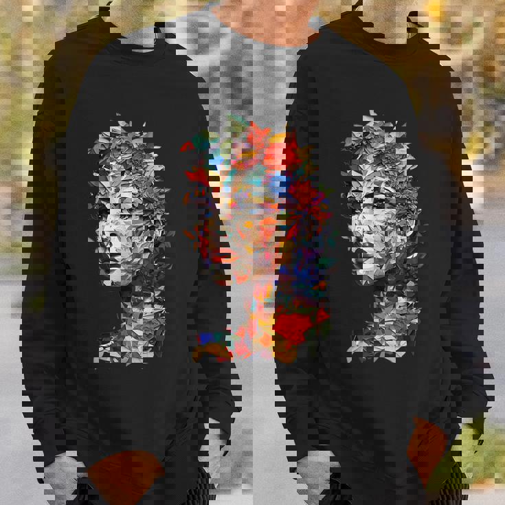 抽象的 カラフルである 花 女 芸術 顔 スウェットシャツ 彼への贈り物