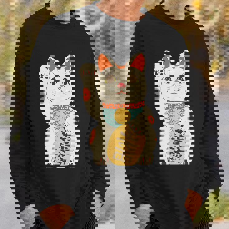 招き猫 日本の招き猫まねき猫日本の幸運猫 スウェットシャツ 彼への贈り物