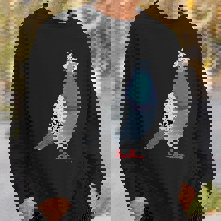 新聞帽子をかぶった鳩 スウェットシャツ 彼への贈り物