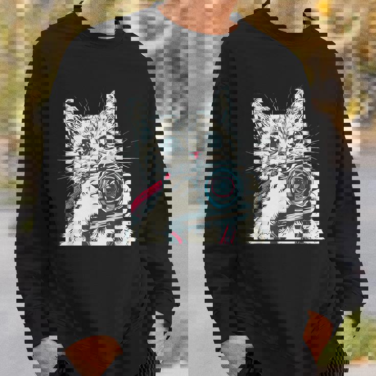 旅行や写真を撮るのに最適なカメラ猫。 スウェットシャツ 彼への贈り物