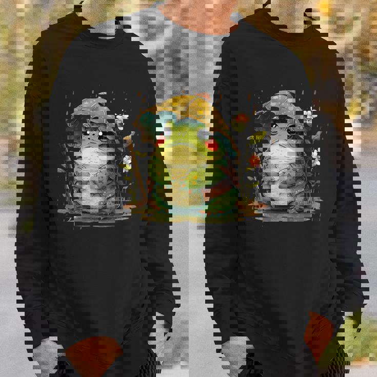 日本のかわいいコテージコアフロッグ 不機嫌な日本のカエル スウェットシャツ 彼への贈り物