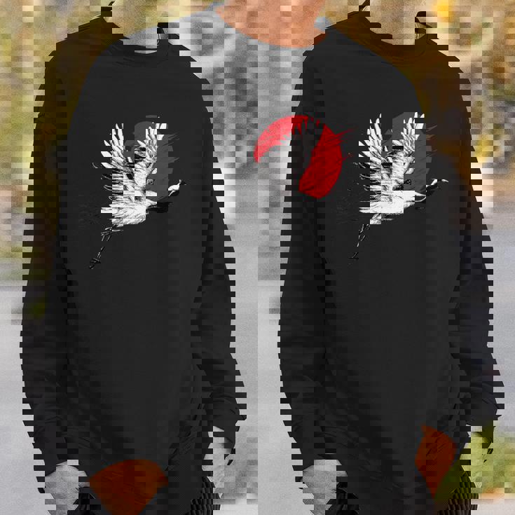 日本のアートフライングクレーンバード スウェットシャツ 彼への贈り物