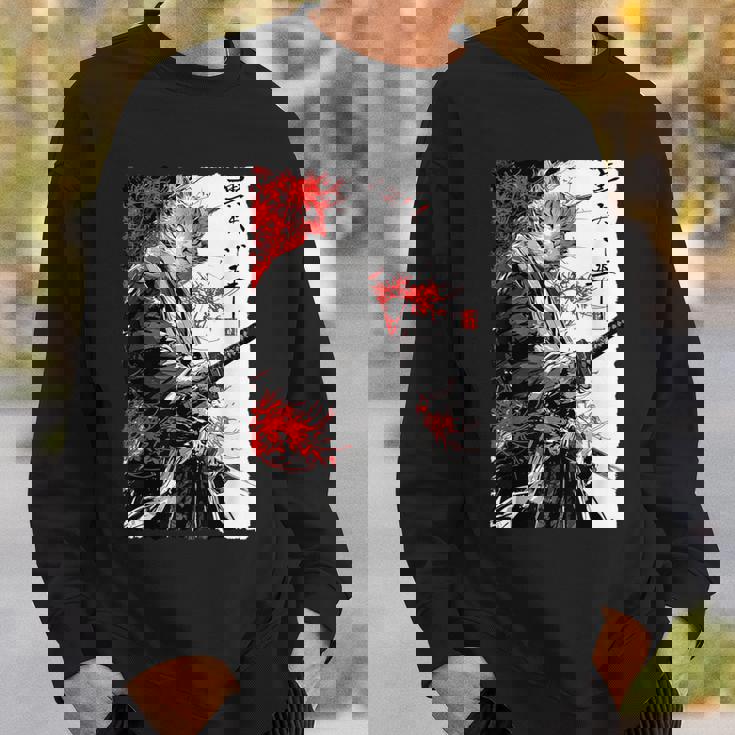 日本のクモユリ 侍 猫 グランジ 浮世絵 アニメアート スウェットシャツ 彼への贈り物