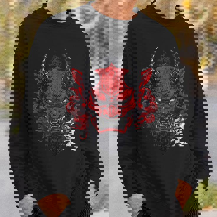 日本の伝統的な鬼の仮面日本の漢字アート スウェットシャツ 彼への贈り物