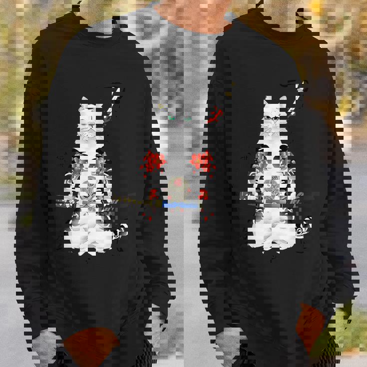 日本の侍猫刀忍者 ヤクザタトゥー スウェットシャツ 彼への贈り物