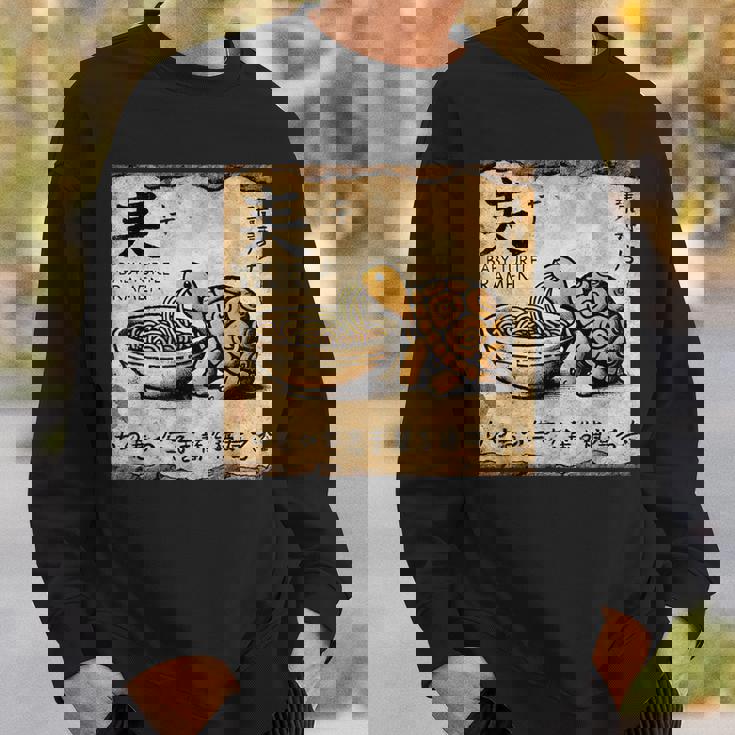 日本の古典的な洞窟石アートベビータートルラーメン スウェットシャツ 彼への贈り物