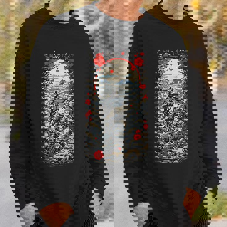 日本の美的マグロ漁師デザイン レトロ浮世絵 スウェットシャツ 彼への贈り物