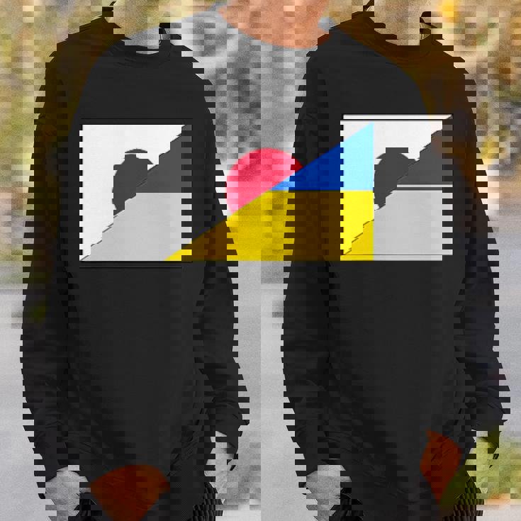 日本ウクライナ国旗日本語ウクライナサポートスタンド付き スウェットシャツ 彼への贈り物