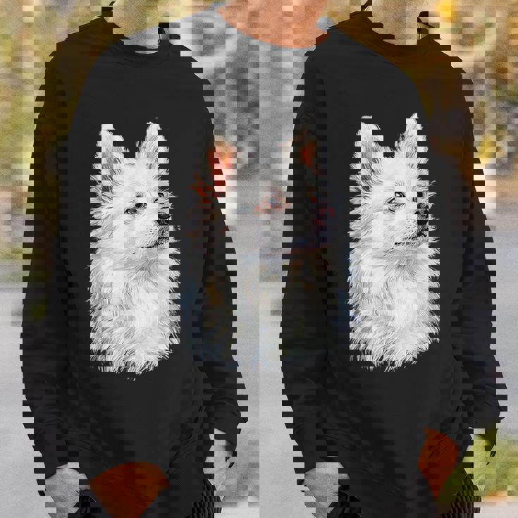 日本スピッツ 犬 グラフィック ペット イラスト 日本スピッツ スウェットシャツ 彼への贈り物