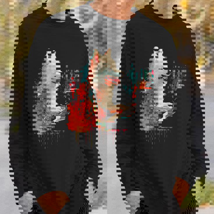 日本スピッツ 犬 モチーフ ペット 幾何学 日本スピッツ スウェットシャツ 彼への贈り物