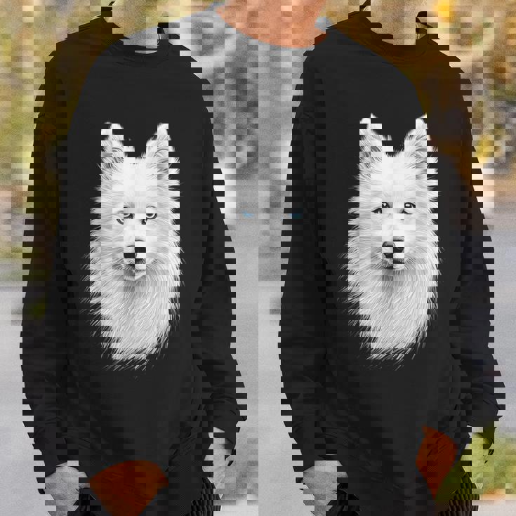 日本スピッツ 犬 モチーフ ペットアート 青い目 日本スピッツ スウェットシャツ 彼への贈り物