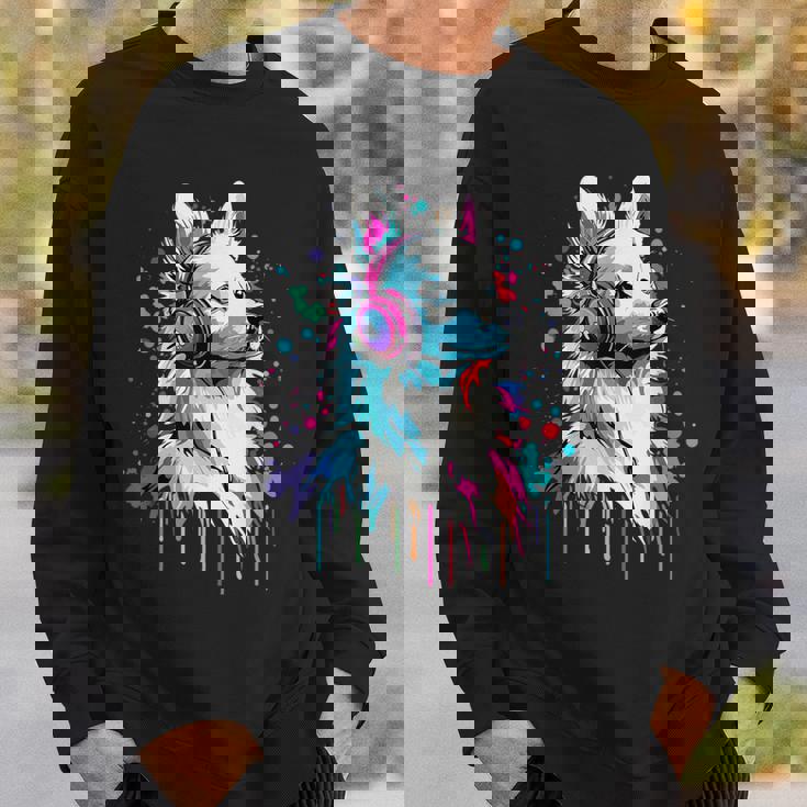 日本スピッツ好き ヘッドフォン装着 おもしろい 日本スピッツ スウェットシャツ 彼への贈り物