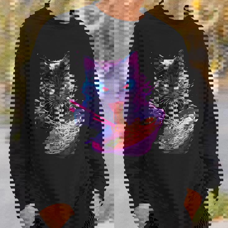 日本美術 ラーメン 猫 忍者 シンセウェーブ スタイル サムライキャット スウェットシャツ 彼への贈り物