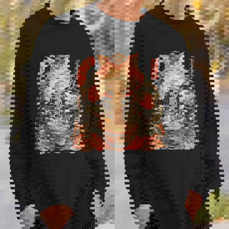 日本美術 ラーメン 猫 忍者 浮世絵 アニメ風 侍猫 スウェットシャツ 彼への贈り物