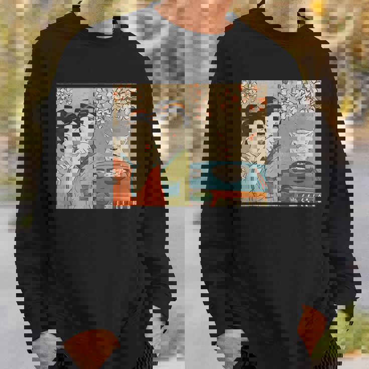 日本美術 桜猫と寿司 スウェットシャツ 彼への贈り物