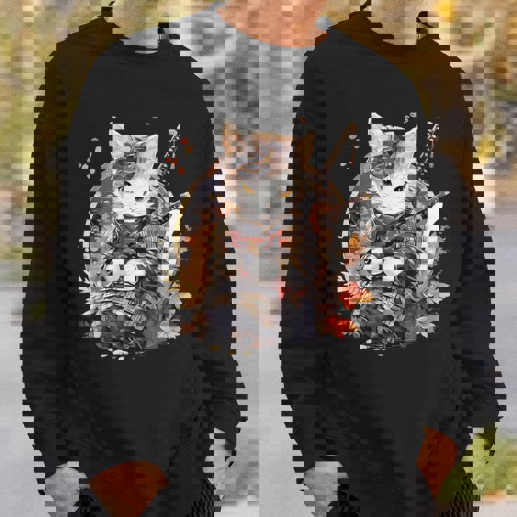 日本美術 猫 忍者 浮世絵 アニメ風 侍猫 スウェットシャツ 彼への贈り物