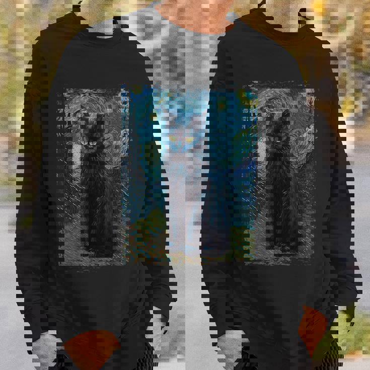 星月夜 ヴィンセント・ヴァン・ゴッホ 黒猫 レトロ絵画 猫 スウェットシャツ 彼への贈り物