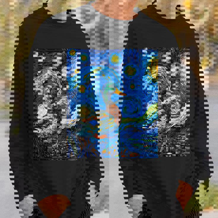 星空の下のアヒル アート グラフィック 誕生日 クリスマス スウェットシャツ 彼への贈り物