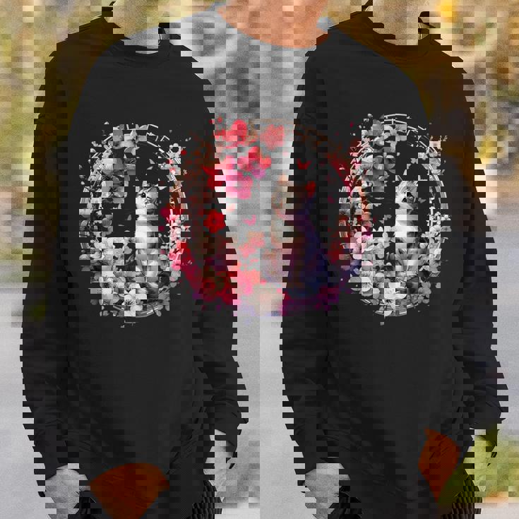 春の桜 かわいい猫と桜の花 スウェットシャツ 彼への贈り物