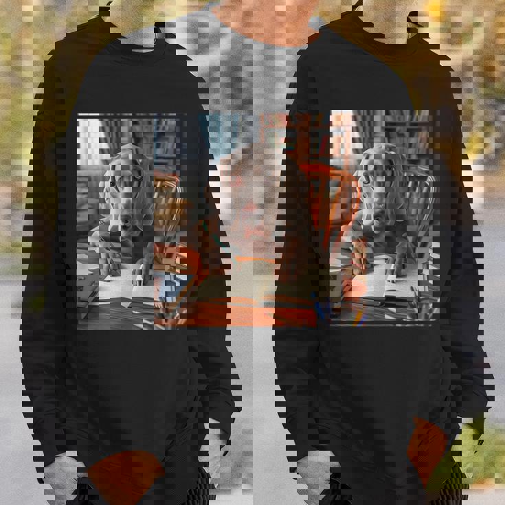 書斎でワイマラナー犬を書く詩 3 スウェットシャツ 彼への贈り物