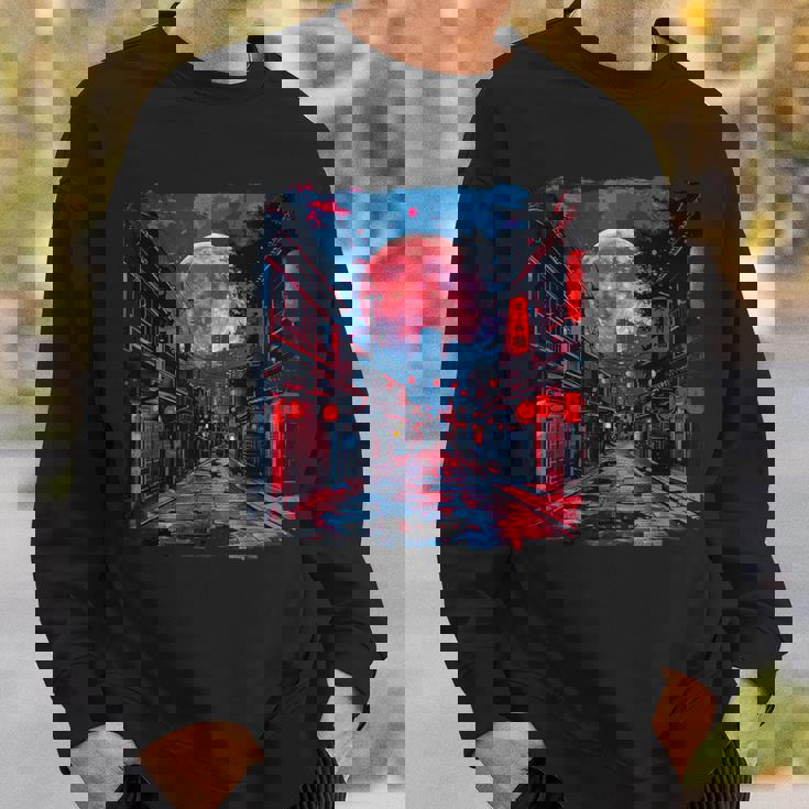 東京の街並み 日本の夜景 ライト付き ヴェイパーウェーブ スウェットシャツ 彼への贈り物