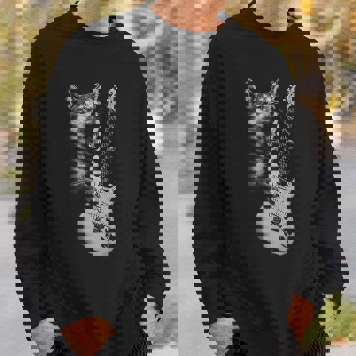 柴犬 ギターを弾く ロックミュージック 犬好き スウェットシャツ 彼への贈り物
