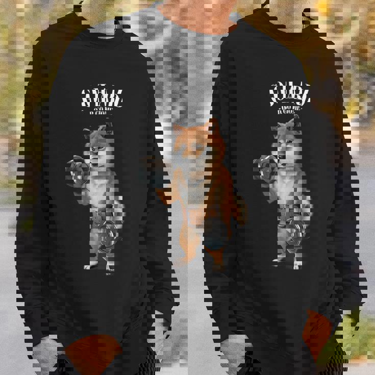 柴犬 筋トレ ダンベル付き フィットネスジム スウェットシャツ 彼への贈り物