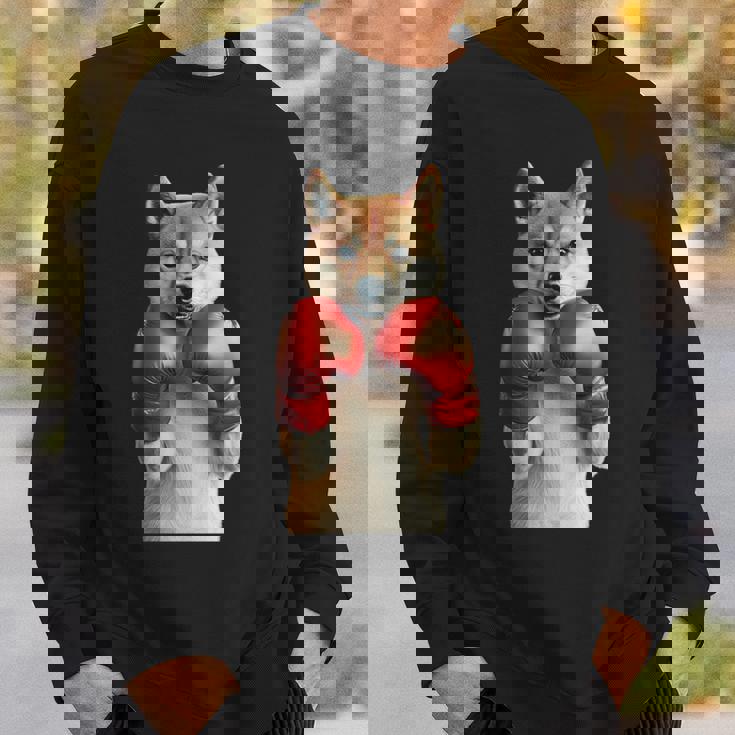 柴犬ボクシング 長袖tシャツ スウェットシャツ 彼への贈り物