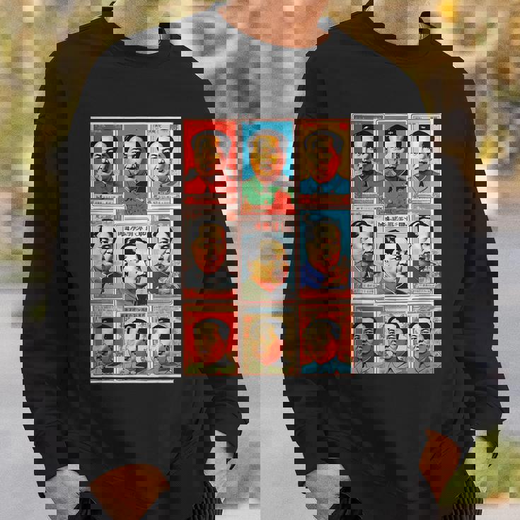 毛沢東ポップアートグリッド-9カラフルな肖像画と書道 スウェットシャツ 彼への贈り物