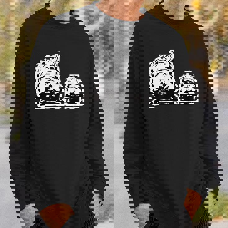 気持ちよく寝ている柴犬たち かわいい黒柴 柴犬イラスト スウェットシャツ 彼への贈り物