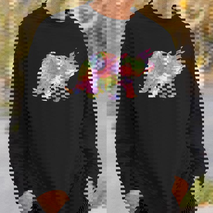 水彩爬虫類トリケラトプス古生物学恐竜 スウェットシャツ 彼への贈り物