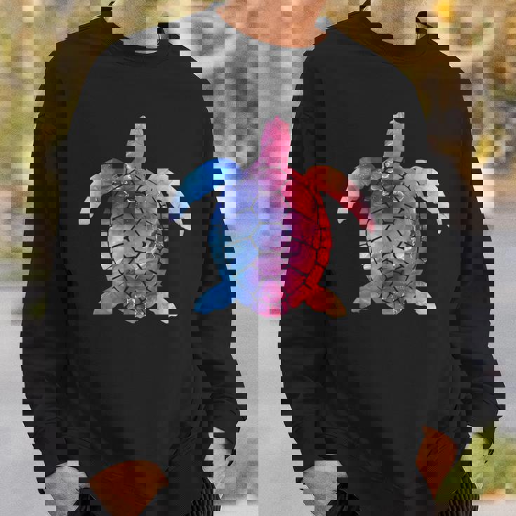 水彩画のようなウミガメのシルエット スウェットシャツ 彼への贈り物