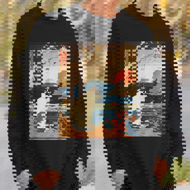 浮世絵 アート 神奈川 ヴィンテージ 日本のタトゥーアート 猫 グラフィック スウェットシャツ 彼への贈り物