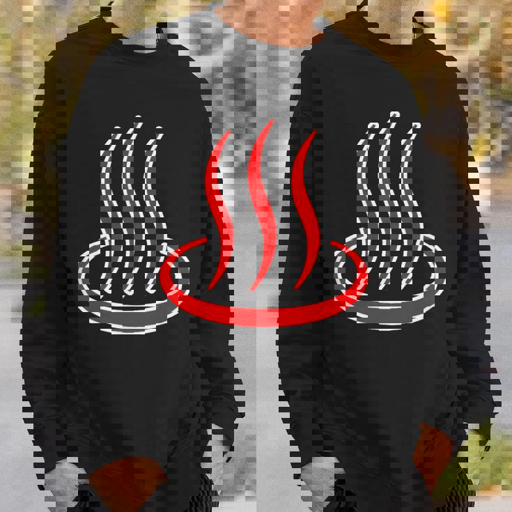 温泉マーク・赤 レッド（アイラブ 温泉／お風呂 大好き）銭湯 記号 お土産 旅行 メッセージ・面白 スウェットシャツ 彼への贈り物