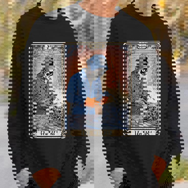 溶接機 溶接 タロット カード スケルトン 面白い 金属製 労働者 スウェットシャツ 彼への贈り物