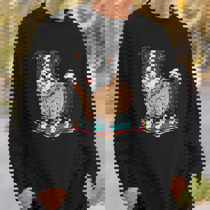 漫画の外観のかわいいボーダーコリー スウェットシャツ 彼への贈り物